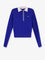 Celine Cashmere and silk polo shirt with logo embroidery on the front - Royal Blue/White