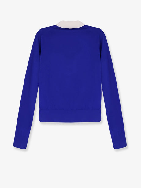 Celine Cashmere and silk polo shirt with logo embroidery on the front - Royal Blue/White