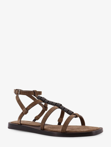 Brunello Cucinelli Suede sandals with Monili details - Summer Peat