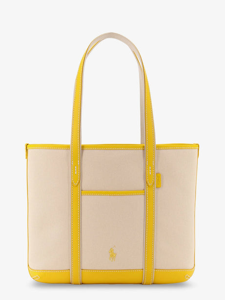Polo Ralph Lauren Canvas shoulder bag with embroidered logo on the front - Ecruracingyellow