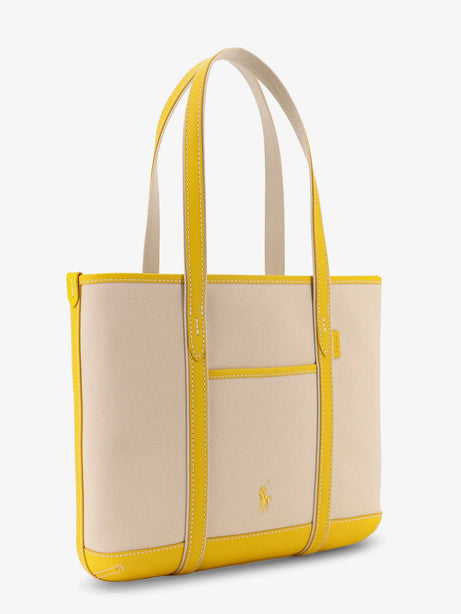 Polo Ralph Lauren Canvas shoulder bag with embroidered logo on the front - Ecruracingyellow