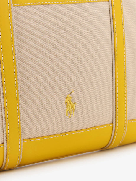 Polo Ralph Lauren Canvas shoulder bag with embroidered logo on the front - Ecruracingyellow