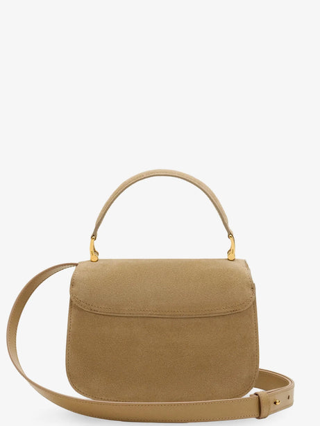 Ami Paris Suede crossbody bag with metal logo on the front - Miel