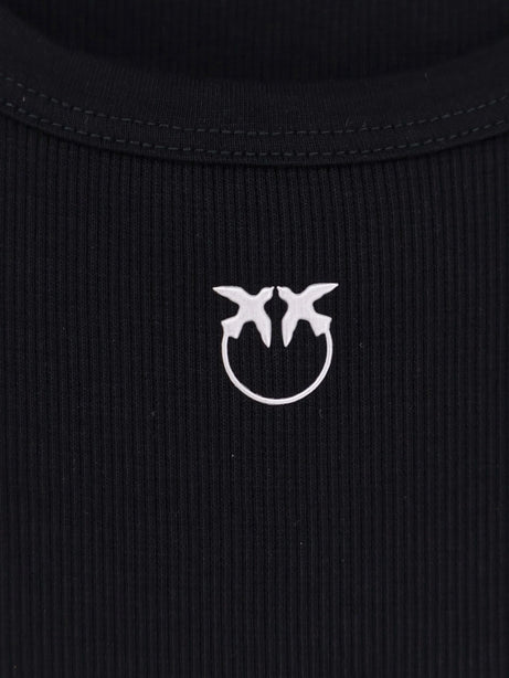 Pinko Calcolatore Cotton tank top with Love Birds logo on the front - Nero