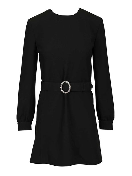 Saint Laurent Mini Dress In Sablé - Black