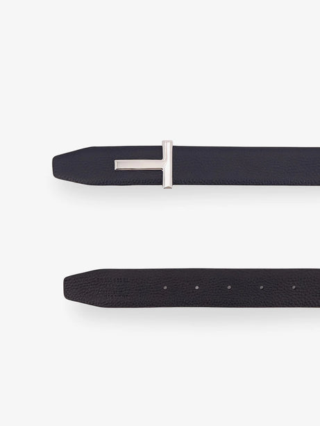 Tom Ford Hammered leather belt - Dark Navy Black