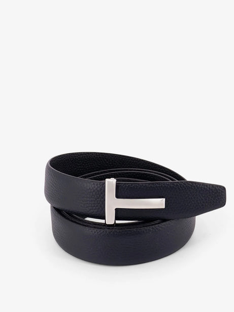 Tom Ford Hammered leather belt - Dark Navy Black