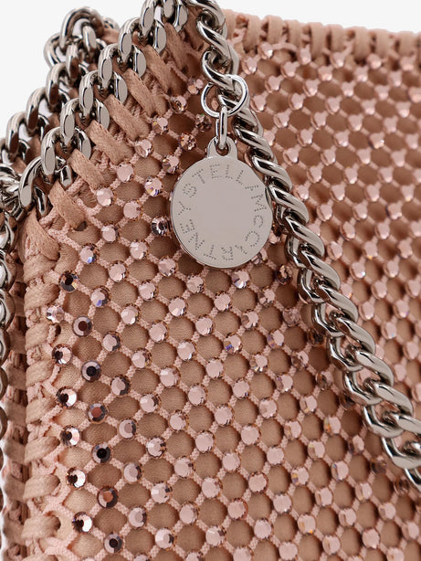 Stella Mccartney Falabella Mini mesh and crystal crossbody bag - Light Peach