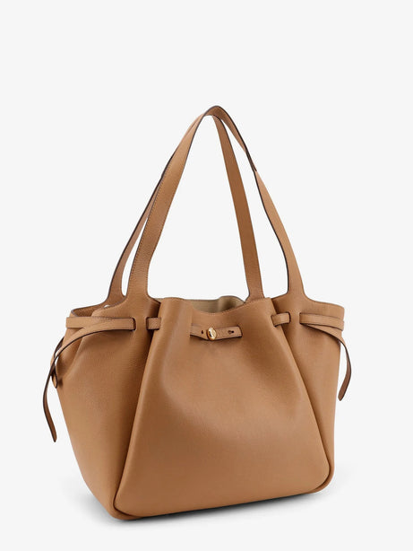 Tory Burch Romy Pebbled leather tote shoulder bag - Tiramisu