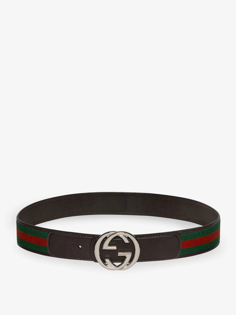 Gucci Web Fabric and leather belt - T Moro