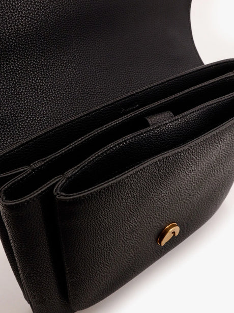 Pinko Leather shoulder bag with metal love birds buckle - Nero