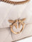Pinko Matelassé leather shoulder bag with iconic love birds buckle - Bianco