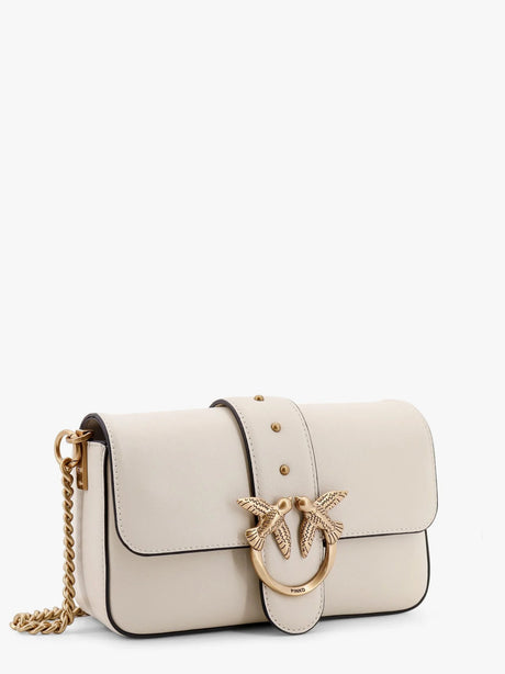 Pinko Love one mini leather shoulder bag - Bianco