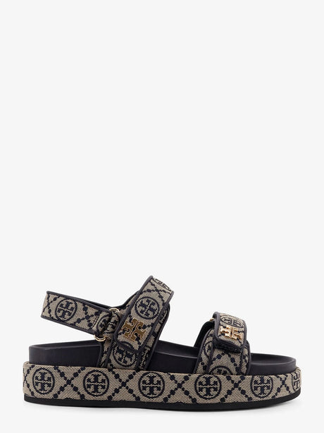 Tory Burch T Monogram Kira jacquard fabric sandals - Perfect Navy