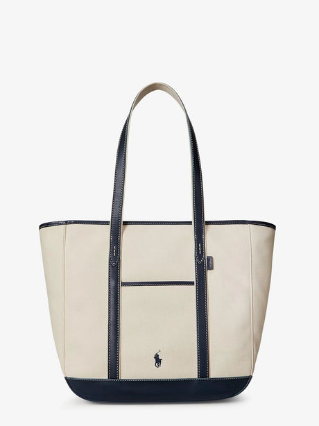 Polo Ralph Lauren Canvas shopping bag with embroidered logo - Ecrunavy