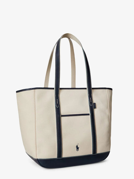 Polo Ralph Lauren Canvas shopping bag with embroidered logo - Ecrunavy