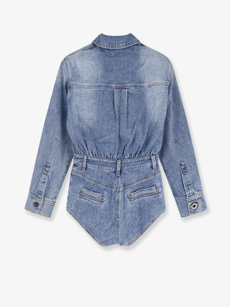 Self Portrait Denim jumpsuit with rhinestones - Blue
