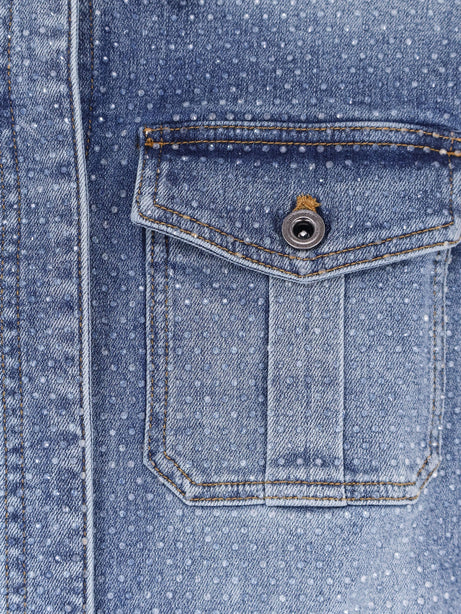 Self Portrait Denim jumpsuit with rhinestones - Blue