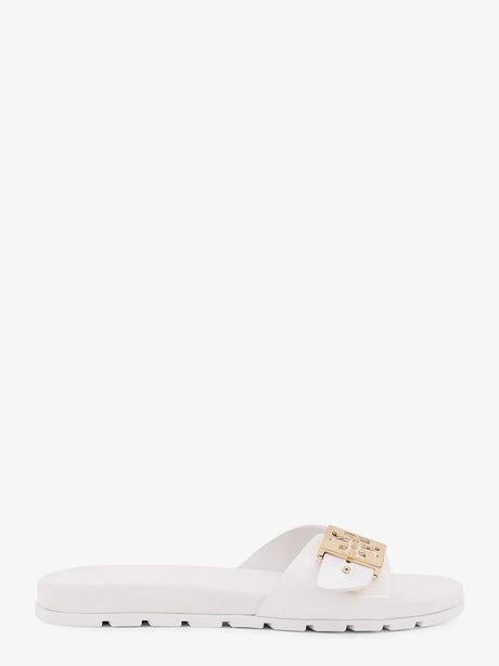 Tory Burch Patent synthetic leather Buckle Slide - White / Gold