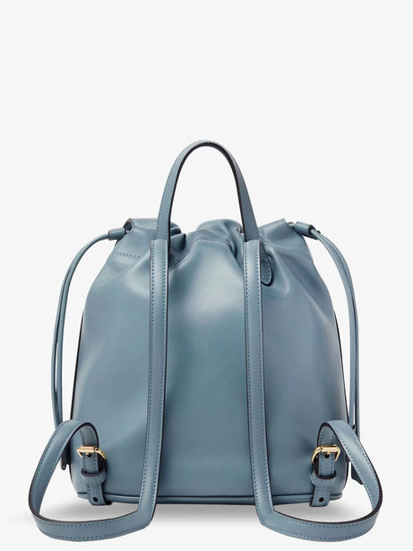 Fendi Leather backpack with metal FF logo detail - Mercurio