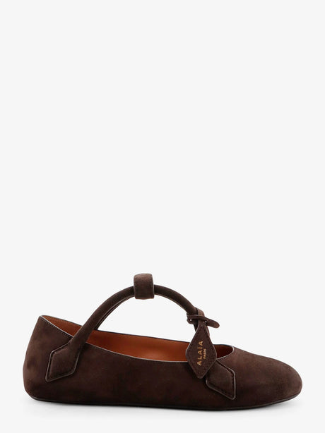 Alaia Le Teckel Suede Ballet Flats - Brun Fonce