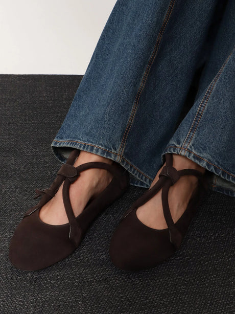 Alaia Le Teckel Suede Ballet Flats - Brun Fonce