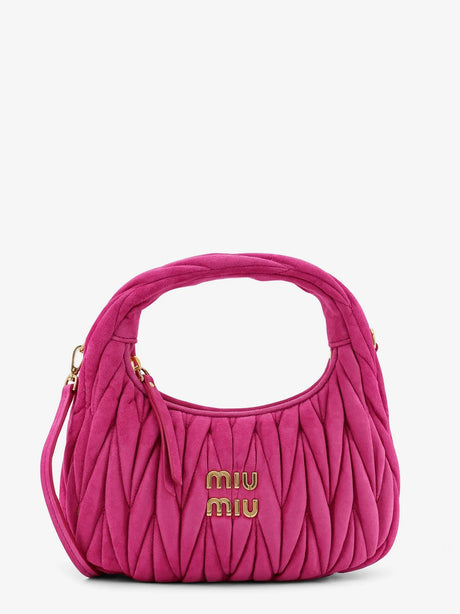 Miu Miu Wander matelassé suede shoulder bag - Fuxia