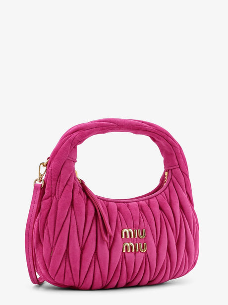 Miu Miu Wander matelassé suede shoulder bag - Fuxia
