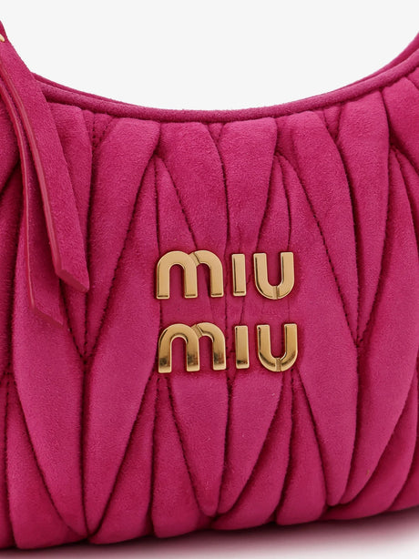 Miu Miu Wander matelassé suede shoulder bag - Fuxia