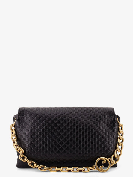 Gucci Leather crossbody bag with embossed GG motif - Black