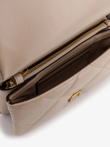 Tory Burch Kira quilted leather crossbody bag - Light Stone