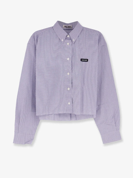 Miu Miu Pin check cotton shirt - Bleu