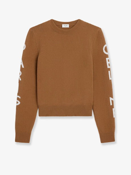 Celine Wool sweater with logo inlay - Camel/White