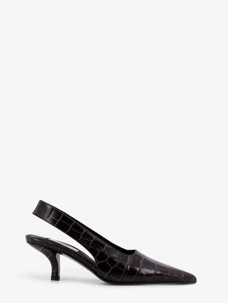 Toteme Leather décolleté with crocodile print - Dark Brown