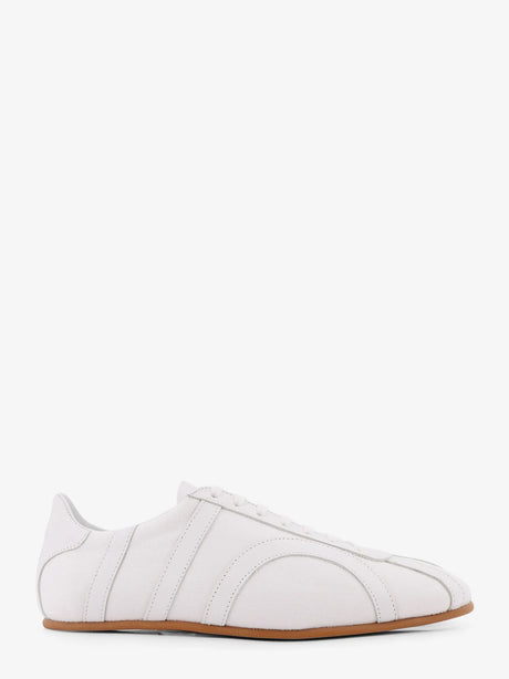 Toteme Canvas low-top sneakers with leather profiles - White