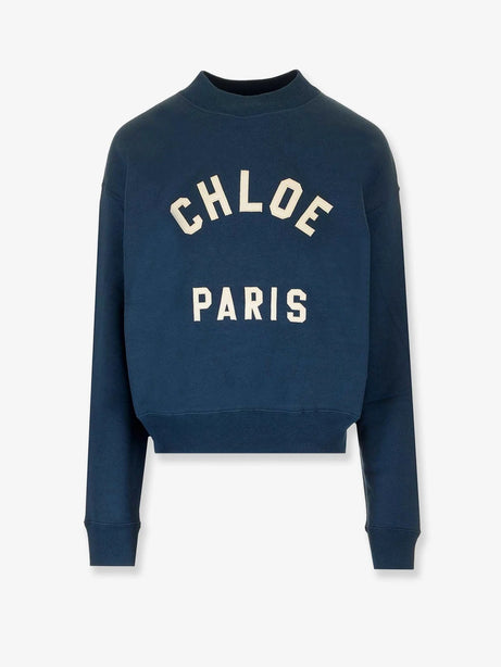 Chloe' Cotton sweatshirt with Logo - Classic Navy