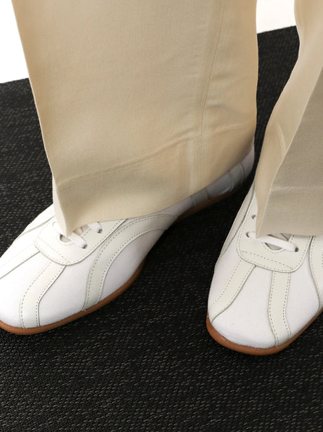 Toteme Canvas low-top sneakers with leather profiles - White