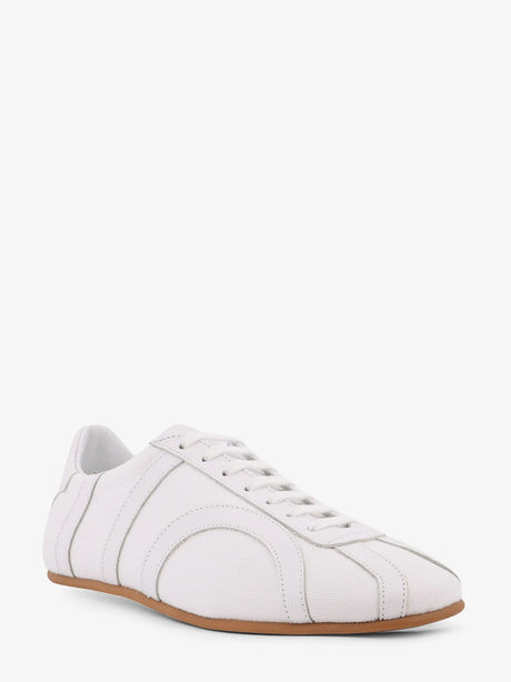 Toteme Canvas low-top sneakers with leather profiles - White