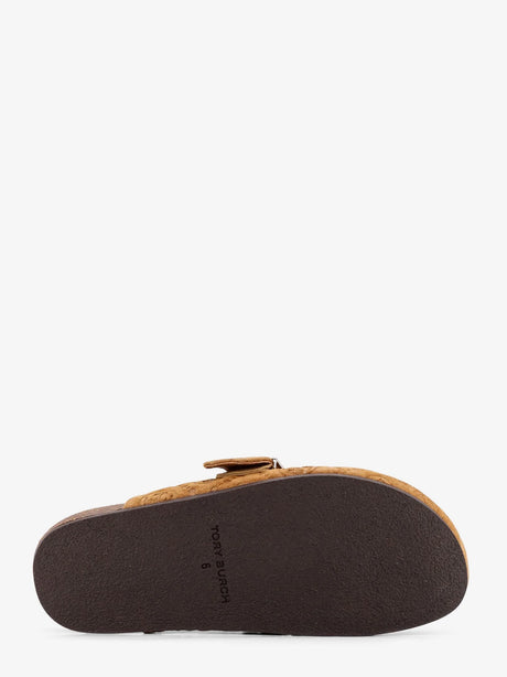 Tory Burch T Monogram Mellow jacquard suede Mule - Golden Brown/Silver