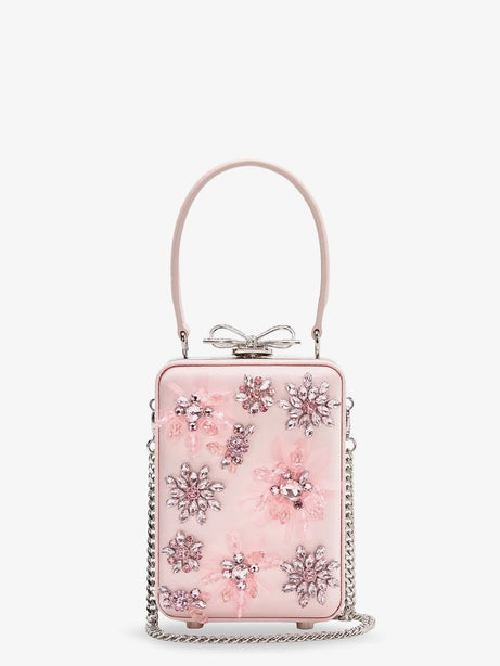 Self Portrait Satin crossbody bag with crystal details - Pink