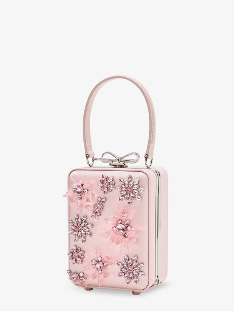 Self Portrait Satin crossbody bag with crystal details - Pink