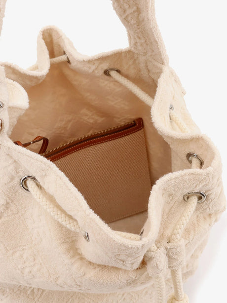 Tory Burch T Monogram Terry canvas bucket bag - New Ivory