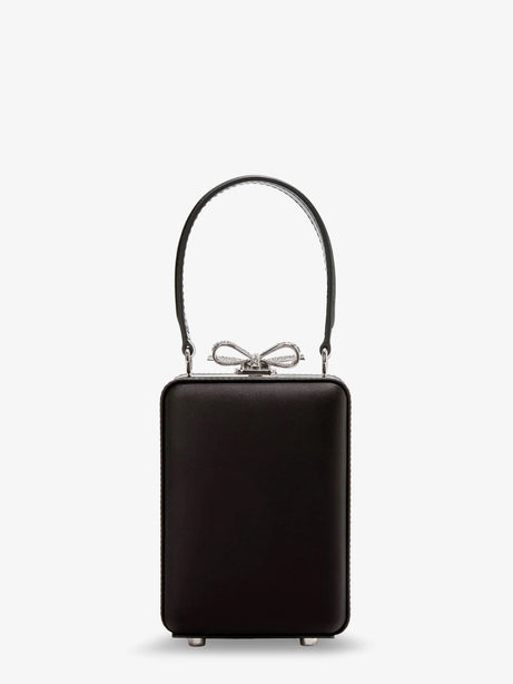 Self Portrait Satin shoulder bag with crystals - Black