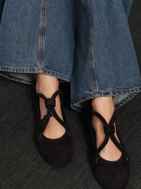 Alaia Le Teckel Suede Ballet Flats - Noir
