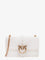 Pinko Leather shoulder bag with love birds buckle - Bianco