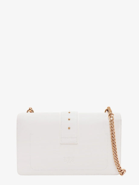 Pinko Leather shoulder bag with love birds buckle - Bianco