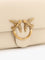 Pinko Leather shoulder bag with metal love birds buckle - Bianco