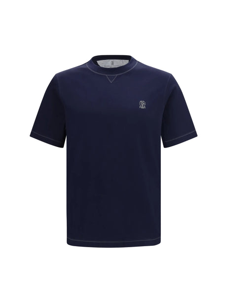Brunello Cucinelli Cotton T-shirt - Cobalto+Grigio Medium
