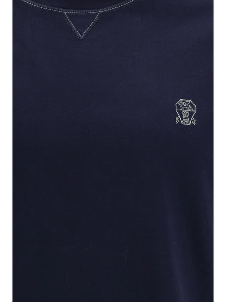 Brunello Cucinelli Cotton T-shirt - Cobalto+Grigio Medium