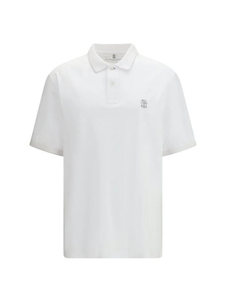 Brunello Cucinelli Polo in cotton jersey with short sleeves - White Ottico+Perla